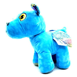 Homerbest Plush Blue Dragon with Sparkly Rainbow Wings & Feet 12"